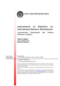 Bank of Japan Working Paper Series  Improvement of Statistics on