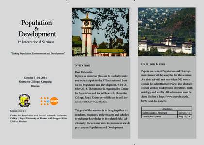 Population & Development 3rd International Seminar “Linking Population, Environment and Development”