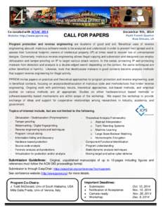 Co-Located with ACSAC-2014 Website: http://www.pprew.org CALL FOR PAPERS  December 9th, 2014