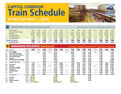 CAPITOL CORRIDOR®  Train Schedule EFFECTIVE MAY 1, 2016  WEEKENDS/HOLIDAYS: Eastbound