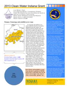 2013 Clean Water Indiana Grant LEAD DISTRICT: POSEY COLLABORATING DISTRICT: VANDERBURGH, WARRICK TARGET WATERSHEDS: BIG CREEK, PIGEON-HIGHLAND, OHIO RIVER HIGHLAND, LITTLE PIGEON, CYPRESS, WABASH