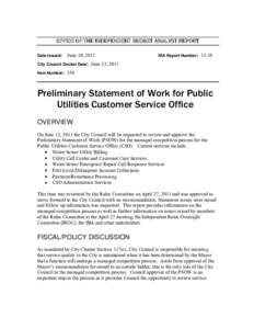 OFFICE OF THE INDEPENDENT BUDGET ANALYST REPORT