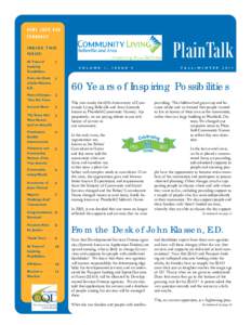 NEWS FROM OUR COMMUNITY PlainTalk  INSIDE THIS