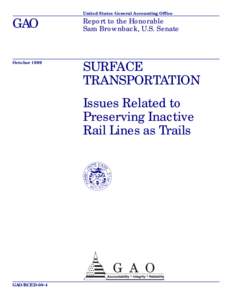 RCED-00-4 Surface Transportation: Issues Related to Preserving Inactive Rail Lines as Trails