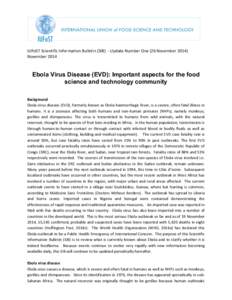 IUFoST SIB  - Ebola Virus Disease update 1