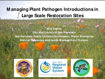 Managing Plant Pathogen Introductions in Large Scale Restoration Sites Mia Ingolia City and County of San Francisco San Francisco Public Utilities Commission, Water Enterprise Natural Resources and Lands Management Divis