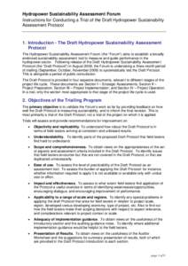 Microsoft Word - Instructions for Conducting a Trial of the Draft Hydropower Sustainability Assessment Protocol