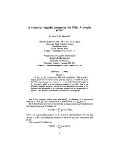 A classical ergodic property for IFS: A simple proof B. Forte1;2 , F. Mendivil2 1 Facolta di Scienze MM. FF.  e NN. a Ca Vignal