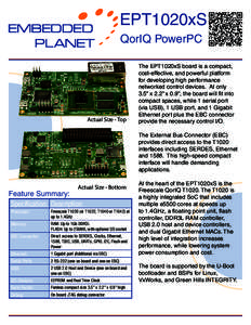 EMBEDDED PLANET EPT1020xS QorIQ PowerPC