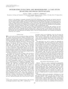 J. Paleont., 79(2), 2005, pp. 267–276 Copyright q 2005, The Paleontological Society[removed][removed]$03.00 INTEGRATING EVOLUTION AND BIOGEOGRAPHY: A CASE STUDY INVOLVING DEVONIAN CRUSTACEANS