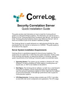 orreLog  ® Security Correlation Server Quick Installation Guide