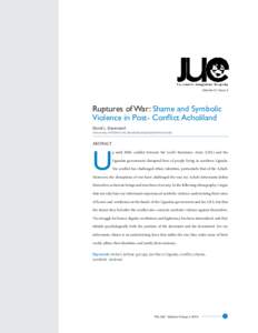 Volume 4 | Issue 2  Ruptures of War: Shame and Symbolic Violence in Post- Conflict Acholiland David L. Davenport