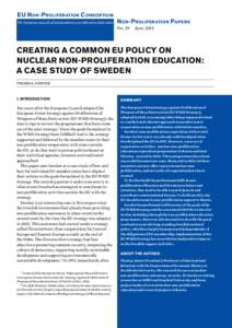 EU N on -P roliferation C onsortium The European network of independent non-proliferation think tanks N on -P roliferation Papers  No. 29 June 2013