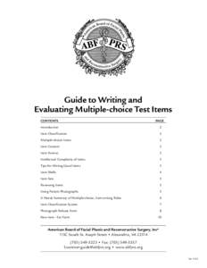 Guide to Writing and Evaluating Multiple-choice Test Items CONTENTS PAGE
