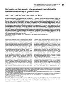 Serine&sol;threonine protein phosphatase 6 modulates the radiation sensitivity of glioblastoma