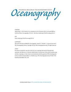 Oceanography THE OFFICIAL MAGAZINE OF THE OCEANOGRAPHY SOCIETY CITATION Aguilar-Islas, AReview of An Introduction to the Chemistry of the Sea, Second Edition, by M.E.Q. Pilson. Oceanography 27(1):247–248, htt