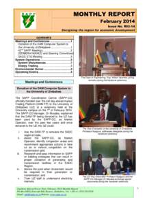 MONTHLY REPORT February 2014 Issue No. R02-14 Energising the region for economic development CONTENTS