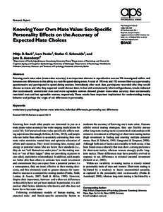 Research Report  Knowing Your Own Mate Value: Sex-Specific Personality Effects on the Accuracy of Expected Mate Choices