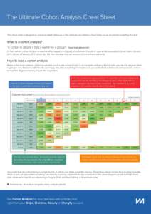 The Ultimate Cohort Analysis Cheat Sheet This cheat sheet is designed as a more in-depth followup to The Ultimate SaaS Metrics Cheat Sheet, so we recommend reading that first. What is a cohort analysis? “A cohort is si
