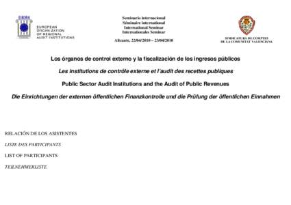 Seminario internacional Séminaire international International Seminar Internationales Seminar Alicante, [removed] – [removed]