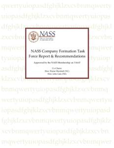 NASS Company Formation Task Force Report & Recommendations