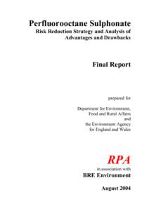 Perfluorooctane Sulphonate Risk Reduction Strategy and Analysis of Advantages and Drawbacks Final Report