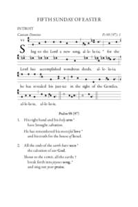 122  FIFTH SUNDAY OF EASTER INTROIT Cantate Domino