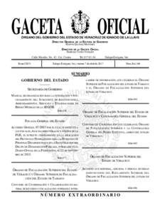GACETA  OFICIAL ÓRGANO DEL GOBIERNO DEL ESTADO DE VERACRUZ DE IGNACIO DE LA LLAVE DIRECTOR GENERAL DE LA EDITORA DE GOBIERNO
