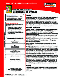 READ 180  • ACTION Magazine  •  Comprehension  SCAFFOLDING TRACKER ✓ Skill: Sequence of Events ▲