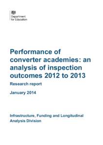 Performance of converter academies: an analysis of inspection outcomes 2012 to 2013 Research report January 2014