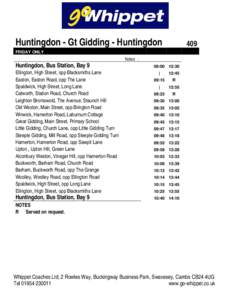 Huntingdon - Gt Gidding - Huntingdon  409 FRIDAY ONLY