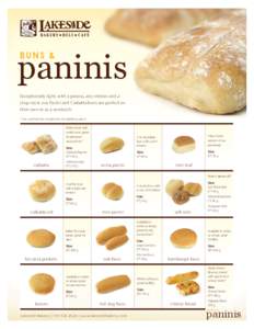 paninis BUNS & Exceptionally light, with a porous, airy interior and a crisp crust, our Panini and Ciabatta buns are perfect on their own or as a sandwich.
