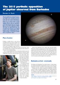 The 2010 perihelic opposition of Jupiter obser ved fr om Barbados observ from