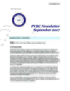 SEPTEMBERPVRC Newsletter September 2017 President’s Letter – Bud W3LL