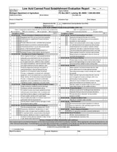 Low Acid Canned Food Establishment Evaluation Report  FI-242 (Rev[removed]Agency Name