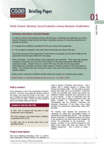 01 Summary and policy-relevant findings AugustFertile Ground: Boosting Cocoa Production among Ghanaian Smallholders