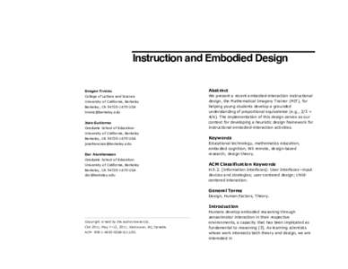 Instruction and Embodied Design Dragan Trninic Abstract  College of Letters and Science