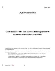VersionCA/Browser Forum Guidelines For The Issuance And Management Of Extended Validation Certificates