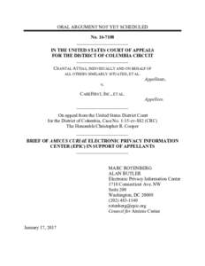 ORAL ARGUMENT NOT YET SCHEDULED NoIN THE UNITED STATES COURT OF APPEALS FOR THE DISTRICT OF COLUMBIA CIRCUIT CHANTAL ATTIAS, INDIVIDUALLY AND ON BEHALF OF ALL OTHERS SIMILARLY SITUATED, ET AL.