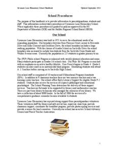 Sycamore Lane Elementary School Handbook  Updated September 2013