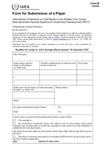 Form B CN-245 International Atomic Energy Agency  Form for Submission of a Paper