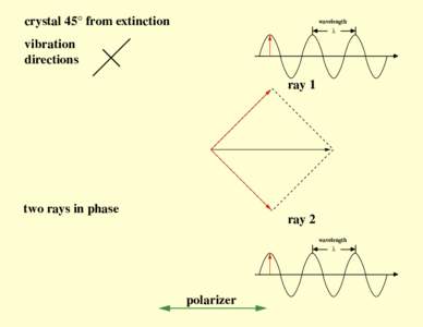 crystal 45° from extinction  wavelength λ  vibration