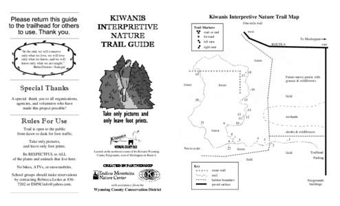 Kiwanis Interpretive Nature Trail Map One-mile trail Trail Markers
