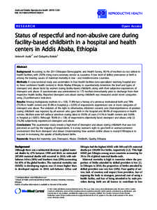 Status of respectful and non-abusive care during facility-based childbirth in a hospital and health centers in Addis Ababa, Ethiopia