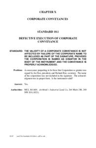 chapter x corporate conveyances standard 10.1 defective EXECUTION of corporate conveyance