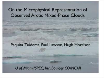 On the Microphysical Representation of Observed Arctic Mixed-Phase Clouds Paquita Zuidema, Paul Lawson, Hugh Morrison  U of Miami/SPEC, Inc. Boulder CO/NCAR