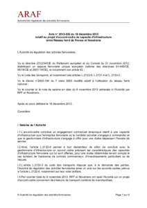ARAF Autorité de régulation des activités ferroviaires Avis n° du 18 décembre 2013 relatif  au  projet  d’accord-cadre  de  capacité  d’infrastructure entre Réseau ferré de France et Novatrans