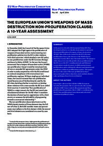 EU N on -P roliferation C onsortium The European network of independent non-proliferation think tanks N on -P roliferation Papers  No. 40 April 2014