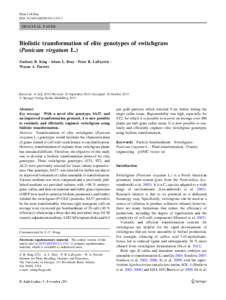 Plant Cell Rep DOI[removed]s00299[removed]ORIGINAL PAPER  Biolistic transformation of elite genotypes of switchgrass