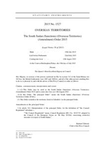 STATUTORY INSTRUMENTSNoOVERSEAS TERRITORIES The South Sudan (Sanctions) (Overseas Territories) (Amendment) Order 2015